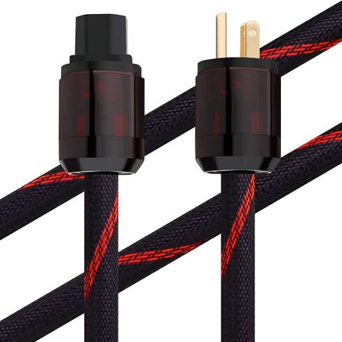 كابل طاقة صوت Monosaudio 12AWG HiFi من النحاس النقي عالي النقاء OFC Audiophile سلك طاقة مطلي بالذهب قابس 125 فولت 15 أمبير كابل طاقة مجدول HiFi لمكبر الصوت، والفرعي، والقرص الدوار، والأمبير، وDAC (6.6 قدم/2 متر) in Saudi Arabia