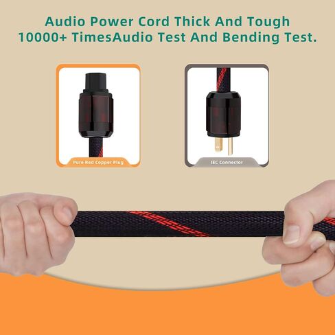 كابل طاقة صوت Monosaudio 12AWG HiFi من النحاس النقي عالي النقاء OFC Audiophile سلك طاقة مطلي بالذهب قابس 125 فولت 15 أمبير كابل طاقة مجدول HiFi لمكبر الصوت، والفرعي، والقرص الدوار، والأمبير، وDAC (6.6 قدم/2 متر) in Saudi Arabia