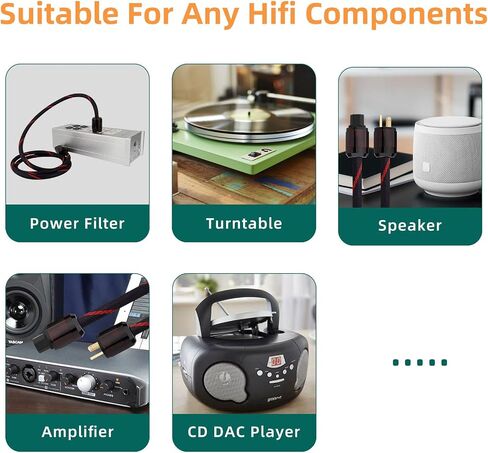 كابل طاقة صوت Monosaudio 12AWG HiFi من النحاس النقي عالي النقاء OFC Audiophile سلك طاقة مطلي بالذهب قابس 125 فولت 15 أمبير كابل طاقة مجدول HiFi لمكبر الصوت، والفرعي، والقرص الدوار، والأمبير، وDAC (6.6 قدم/2 متر) in Saudi Arabia