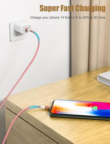 كيبل شحن USB C الى لايتنينج، كيبل شحن ايفون (6 اقدام)، كيبل شحن سريع معتمد من ام اف اي متوافق مع ايفون 14/14 برو ماكس/13/13 برو ماكس/12/12 برو ماكس/11 in Kuwait
