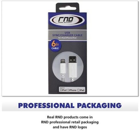 كابل USB لايتنينج معتمد من RND Apple 6 أقدام لهاتف iPhone (11 و11 Pro و11 Pro Max, XS, XS Max, XR, X, 8 Plus، 7 Plus، 6, 6 Plus، 6S, 6S Plus) iPad (برو، Air, Mini) وiPod (6 أقدام/1.8 M/أسود) in Kuwait