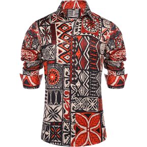 Daupanzees Mens Long Sleeve Fashion Pop Style Design Print Dress Shirt