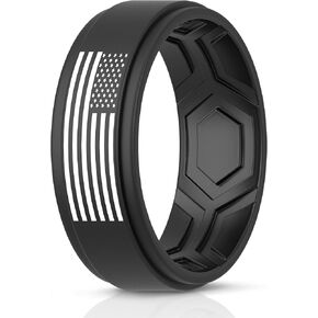 ThunderFit Silicone Wedding Rings for Men, Breathable Airflow Pattern - 9mm Wide - 2mm Thick in Kuwait