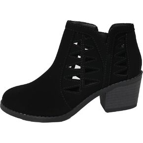 Soda Girl's Triangle Cutout Side Chunky Stacked Heel Ankle Boot