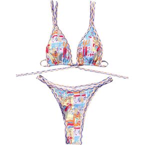 Cozyease Womens Two Piece Swimsuit Micro Triangle Thong Bikini Sexy Bathing Suit