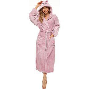 أرواب ccko القطيفة للنساء، رداء نسائي من الصوف، رداء حمام نسائي ناعم ودافئ مع غطاء للرأس للحمام والمنتجعات الصحية in Kuwait