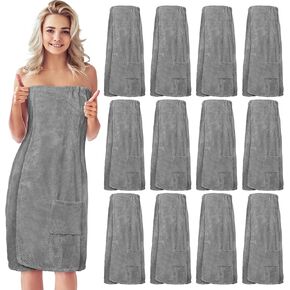 Tigeen 12 Pcs Bath Wraps for Women Spa Robe Adjustable Closure Elastic Towel Dress for Bath Shower (White,Simple) in Kuwait