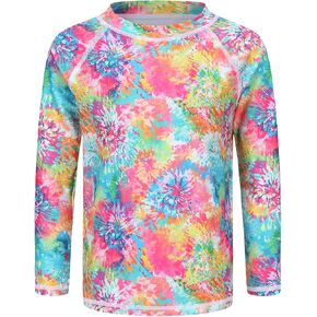 Girls Long Sleeve Swim Shirt Rash Guard for Girls One Piece Bathing Suits with UPF 50+ Sun Protection 3-16 Years in Saudi Arabia