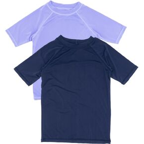 MISS POPULAR Girls 2-Pack UPF50+ Rash Guard Sun السباحة قصيرة الأكمام تي شيرت لحمام السباحة والشاطئ والصيف