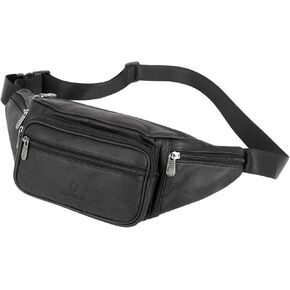 Genuine Leather Fanny Pack/Waist Bag/Organizer with Adjustable Belt, Multiple Pockets Waist Pack