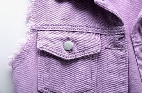 loveimgs Women's Fashion Sleeveless Regular Fit Lightweight Button Front Candy Color Ripped Denim Vest Jacket Pockets in Kuwait