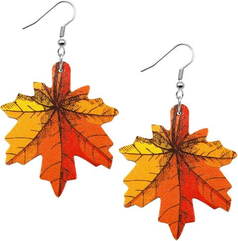 Nanafast Fall 2023 Thanksgiving Earrings for Women Girls Leather Pumpkin Turkey Maple Leaf Shaped Thanksgiving Day Celebration Party Trendy Fall Dangle Fun Hook Earrings for Her Autumn Jewelry Gifts in Kuwait