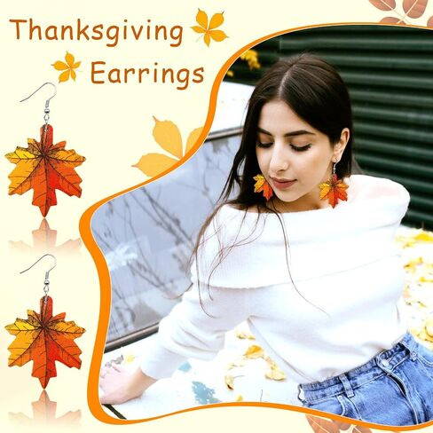 Nanafast Fall 2023 Thanksgiving Earrings for Women Girls Leather Pumpkin Turkey Maple Leaf Shaped Thanksgiving Day Celebration Party Trendy Fall Dangle Fun Hook Earrings for Her Autumn Jewelry Gifts in Kuwait
