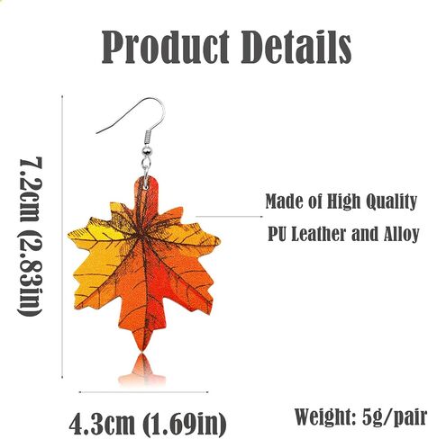 Nanafast Fall 2023 Thanksgiving Earrings for Women Girls Leather Pumpkin Turkey Maple Leaf Shaped Thanksgiving Day Celebration Party Trendy Fall Dangle Fun Hook Earrings for Her Autumn Jewelry Gifts in Kuwait