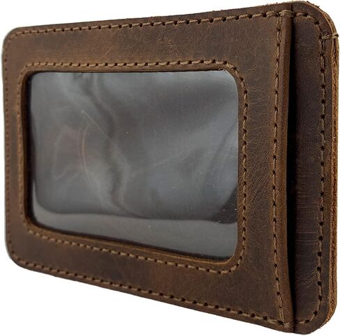 Hide & Drink, Card Holder with ID Slot Handmade from Full Grain Leather - Compact Storage for Cards & Cash, Front Pocket Wallet, Everyday Accessories - Bourbon Brown in Saudi Arabia