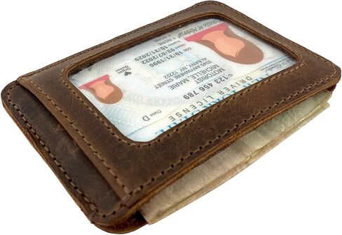Hide & Drink, Card Holder with ID Slot Handmade from Full Grain Leather - Compact Storage for Cards & Cash, Front Pocket Wallet, Everyday Accessories - Bourbon Brown in Saudi Arabia