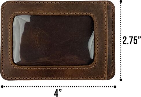 Hide & Drink, Card Holder with ID Slot Handmade from Full Grain Leather - Compact Storage for Cards & Cash, Front Pocket Wallet, Everyday Accessories - Bourbon Brown in Saudi Arabia