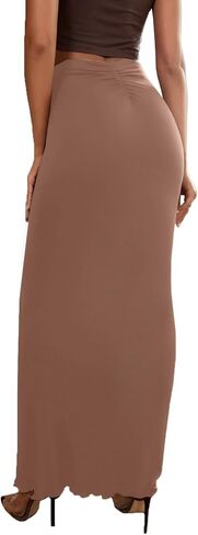 Umenlele Women's Casual High Waist Ruched Stretchy Bodycon Long Maxi Skirt in Saudi Arabia