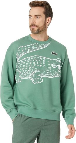Lacoste Men's Long Sleeve Loose Fit Croc Crewneck Sweater in Saudi Arabia