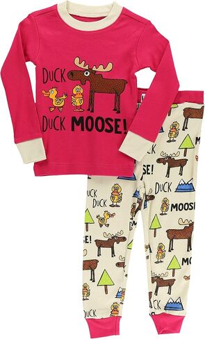 Lazy One Warm Long-Sleeve PJ Sets for Girls and Boys, Cozy, Comfy, Funny Kids' Pajama Sets, Animal, Bear & Moose in Kuwait
