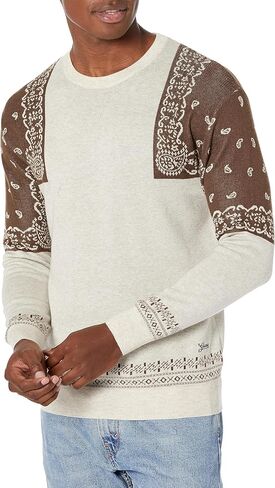 GUESS Men's Adrian Long Sleeve Crew Neck Bandana Sweater in Saudi Arabia