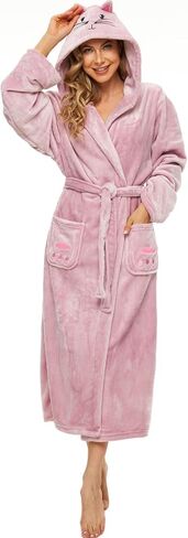 أرواب ccko القطيفة للنساء، رداء نسائي من الصوف، رداء حمام نسائي ناعم ودافئ مع غطاء للرأس للحمام والمنتجعات الصحية in Kuwait