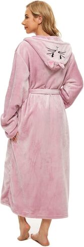 أرواب ccko القطيفة للنساء، رداء نسائي من الصوف، رداء حمام نسائي ناعم ودافئ مع غطاء للرأس للحمام والمنتجعات الصحية in Kuwait