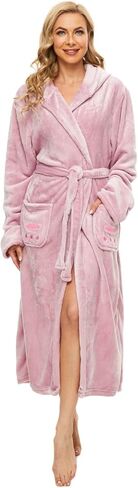 أرواب ccko القطيفة للنساء، رداء نسائي من الصوف، رداء حمام نسائي ناعم ودافئ مع غطاء للرأس للحمام والمنتجعات الصحية in Kuwait