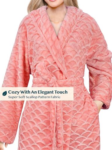 PAVILIA Short Robes for Women, Plush Soft Bathrobe Womens Lightweight, Fluffy Fuzzy Robe Knee Length, Shower Spa House Robe in Kuwait