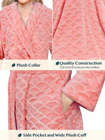 PAVILIA Short Robes for Women, Plush Soft Bathrobe Womens Lightweight, Fluffy Fuzzy Robe Knee Length, Shower Spa House Robe in Kuwait