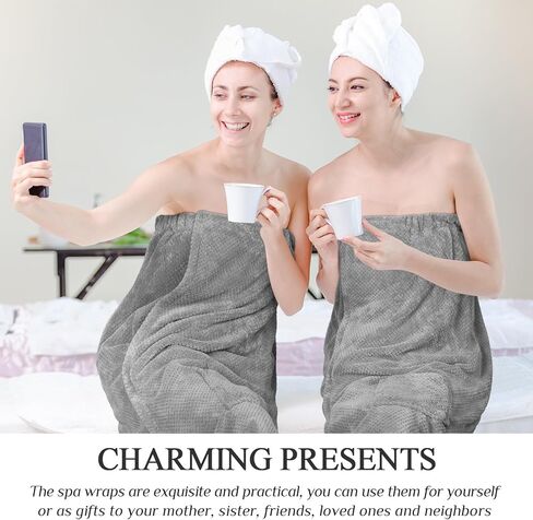 Tigeen 12 Pcs Bath Wraps for Women Spa Robe Adjustable Closure Elastic Towel Dress for Bath Shower (White,Simple) in Kuwait