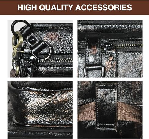 Handadsume قماش مقاوم للماء + جلد دراجة نارية للسفر فاني الخصر حزمة قطرة الفخذ الساق حقيبة الحقيبة للرجال النساء FB2141 (100٪ جلد طبيعي - قهوة) in Kuwait