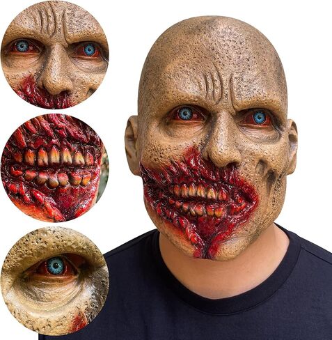 Scary Walking Dead Zombie Mask Creepy Latex Halloween Costume Horror Bloody Adult Halloween Decoration Props in Kuwait