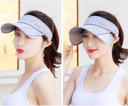 Sun Visor Hat for Women and Men - Retractable Brim Sport Hat, Summer Golf Tennis Running Beach Hat with Ponytail Hole in Kuwait