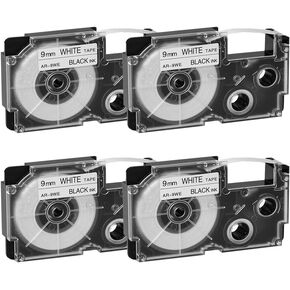 Compatible Label Tape Replacement for Casio XR-9WE2S XR-9WE Label Cartridges Compatible for Casio KL-120 KL-60 KL-100 KL-750 KL-780 KL-7000 KL-7200 EZ Label Printer 9 mm x 8 m Black on White, 4-Pack in Saudi Arabia