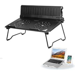 ABS Laptop Stand Desk with Phone Stand Holder Foldable & Portable Riser Compatible 13-17 inch Notebook Base Holder (Black) in Kuwait