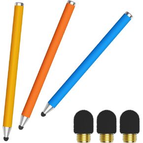 أقلام لمس لشاشات اللمس، قلم ستايلس هوم من ألياف الكربون مع 3 أطراف بديلة، قلم عالمي لأجهزة iPad iPhone والأجهزة اللوحية وأجهزة Android للأطفال - 3 عبوات (أصفر/أزرق/برتقالي) in Kuwait