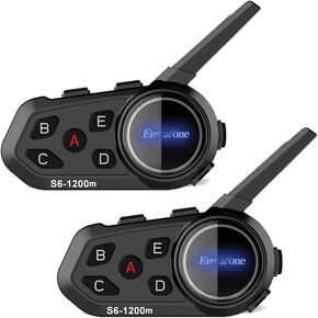 يوروفون سماعة راس S6-1200M لخوذة الدراجة النارية، نظام اتصال داخلي بلوتوث مع 1200 متر، جي بي اس، مشغل MP3 مع ميكروفون ناعم وميكروفون صلب، عبوتان in Kuwait