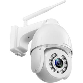 كاميرا مراقبة Topodome Wi-Fi Bullet للأماكن الخارجية، كاميرا مراقبة ONVIF IP WiFi بدقة 1080 بكسل، RTSP/كشف الإنسان/ صوت ثنائي الاتجاه/إنذار صفارة الإنذار/بطاقة SD/رؤية ليلية، حافظة معدنية مقاومة للطقس IP66 (أبيض) in Kuwait
