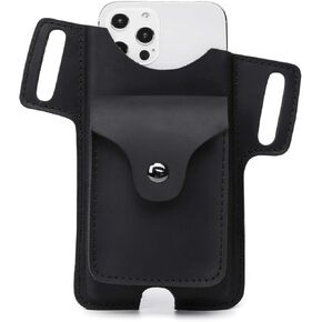 Gentlestache Leather Cell Phone Holster for Belt,Phone Case Leather, Belt Cell Phone Holder, Leather Phone Pouch, Leather Phone Sheath with Small Pocket