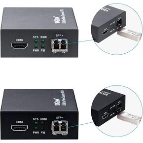 a Pair of HDMI to Optical Fiber Extender Converter with SFP+ Slot, 10km SFP+ LR Transceivers Included, Support HDMI 1.4a, 4Kx2K