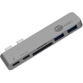 SIIG Thunderbolt 3 USB Type C Hub Adapter for 13" or 15" MacBook Pro - 5k Video Resolution, 40Gbps Data Speed - USB C Data Port, 2 USB 3.1, SD/Micro SD Card Reader Slot - Space Gray in Saudi Arabia