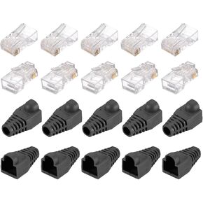 PATIKIL RJ45 Cat6 موصلات RJ45 ينتهي 8P8C وحدات التوصيل تمر عبر موصل مع غطاء أحذية بيضاء لكابل شبكة إيثرنت، حزمة من 20 in Kuwait
