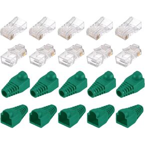 PATIKIL RJ45 Cat6 Connectors RJ45 Ends 8P8C Modular Plug Pass Through Connector with White Boots Cover for Ethernet Network Cable, Pack of 20 in Kuwait