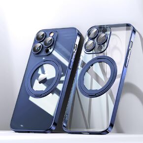 حامل غير مرئي من Cuteenathetik متوافق مع حافظة iPhone 15 Pro، متوافق مع MagSafe، [ليس أصفر]، [مقاس نحيف]، [حماية كاملة لعدسة الكاميرا] حافظة هاتف شفافة، أرجواني
