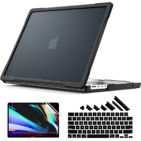حافظة Batianda للحماية القصوى لجهاز M3 MacBook Pro 14 2021 2023 موديل A2442/A2779 حواف من ألياف الكربون غير اللامعة مقاومة للصدمات ومضادة للخدش ومضادة لبصمات الأصابع مع غطاء لوحة مفاتيح وواقي شاشة، أسود in Saudi Arabia