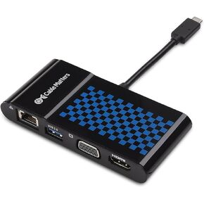 محول USB C متعدد المنافذ من Cable Matters (قاعدة USB C مع USB C إلى HDMI أو USB C إلى VGA)، USB 3.0 وإيثرنت أسود - منفذ Thunderbolt 4 / USB4 / Thunderbolt 3 متوافق مع MacBook Pro وDell XPS in Kuwait