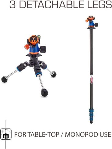 3 Legged Thing Punks Billy 2.0 Carbon Fibre Travel-Friendly Tripod - Compact & Adjustable Camera Tripod with Three Detachable Legs - Copper/Black (BILLYBLACK2.0) in Saudi Arabia
