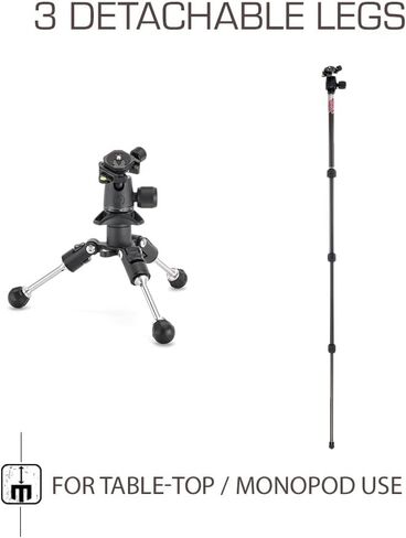 3 Legged Thing Punks Billy 2.0 Carbon Fibre Travel-Friendly Tripod - Compact & Adjustable Camera Tripod with Three Detachable Legs - Copper/Black (BILLYBLACK2.0) in Saudi Arabia