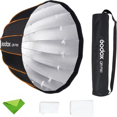 GODOX QR-P90 35.4 بوصة/90 سم حامل سوفت بوكس ​​مكافئ بوينز، صندوق سوفت مكافئ سريع الفك، مع ناشر أمامي وداخلي SL-60W AD600BM VL150 UL150 SL150II Amaran 100X 200D 200X in Saudi Arabia